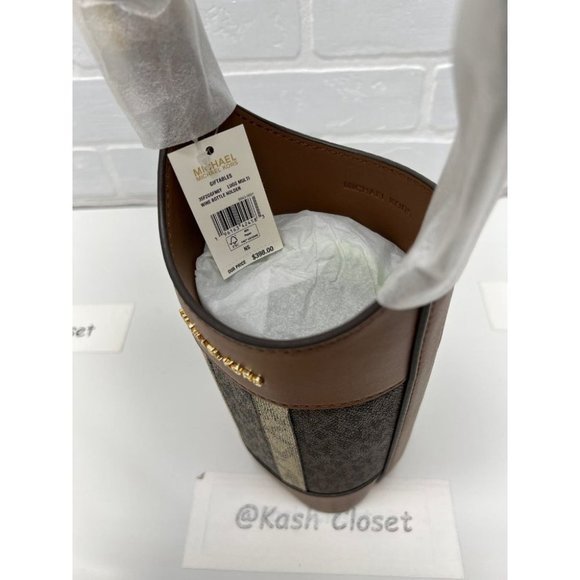Michael Kors Wine Bottle Holder With Stripe Brown Multi - Picture 6 of 7